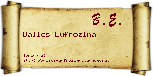 Balics Eufrozina névjegykártya